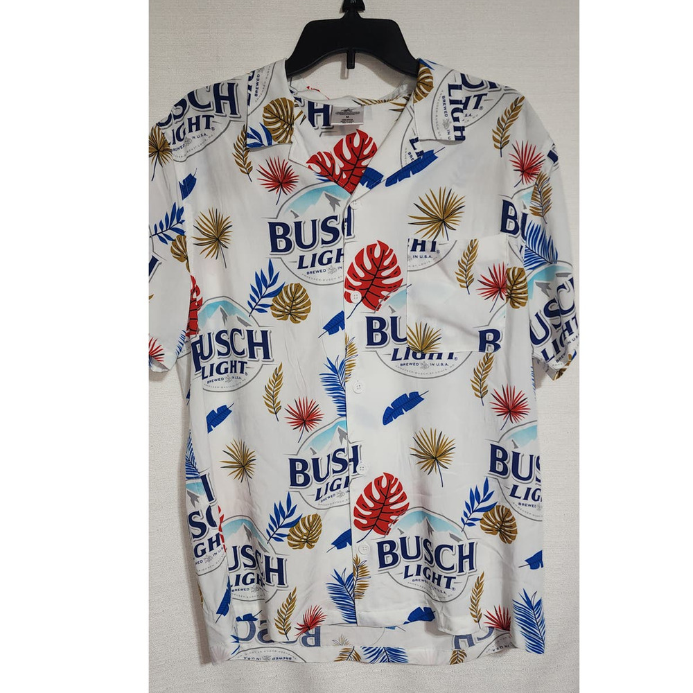Busch light collared button down short sleeve shirt medium